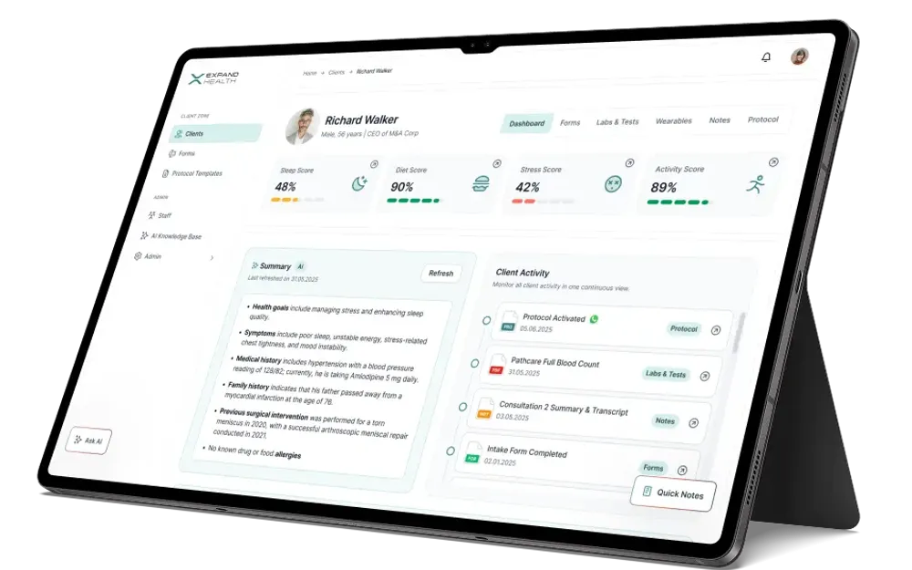 Expand Health: A practitioner dashboard made readable before it was made comprehensive.