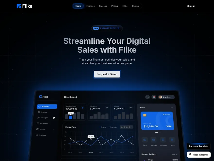 The Flike marketing site, designed and built in Framer